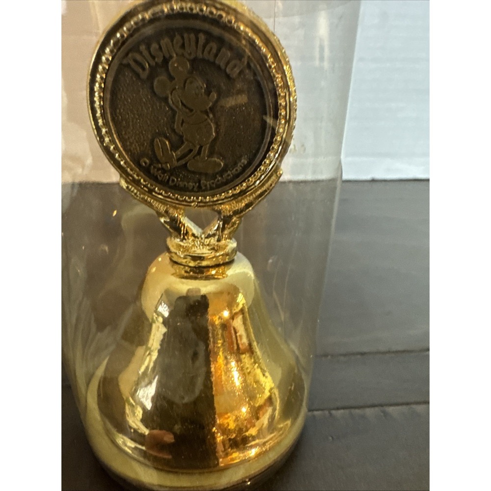 VTG Disneyland Mickey Mouse Ringing Bell Gold Tone Metal Walt Disney Productions